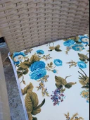 2 Adet Rattan Tek Alt Sandalye Minderi, Extra Kalın (Kalınlık 5cm)-İngiliz Gülü Mavi - 2