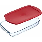 Paşabahçe Dikdörtgen Borcam Kırmızı Plastik Kapaklı 1950 cc 33x19 cm 59006 - 2