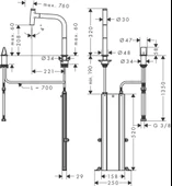 Hansgrohe Metris Select M71 Eviye Bataryası 2 Delikli Spiralli 1jet sBox - 2