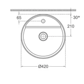 Isvea Infinity Batarya Delikli Tezgah Üzeri Lavabo 42cm Mat Beyaz - 2