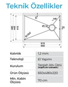 Crauf Vertice 650x480x220 Bakır Eviye - 2