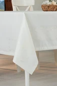 Jumbo Jakar Pano Desen Leke Tutmaz Jakarlı 150x250 Cm Lüks 8 Kişilik Masa Örtüsü Krem - 1