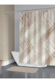 Kahverengi Dune Desen Duş Perdesi, 12 Adet C Halka Hediyeli Küvet Perdesi 180x200cm - 2