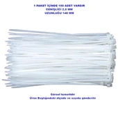 PEMSAN Klips Kablo Bağı 2.5x140 BEYAZ (100lü Paket) Kablo Cırdı - 2