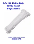 PEMSAN Klips Kablo Bağı 2.5x140 BEYAZ (100lü Paket) Kablo Cırdı - 1