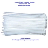 PEMSAN Klips Kablo Bağı 4.8x400 BEYAZ (100lü Paket) Kablo Cırdı - 1