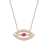 0.31 Karat Pırlanta Yakut Kolye - 1