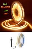 Şerit LED Işık 3 Metre - Tak-Çalıştır USB Çıkışlı, Kendinden Yapışkanlı COB LED Aydınlatma - 1