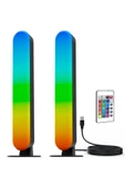 Masa üstü Kumandalı 2'li RGB LED Işık Bar Yatak Ve Dikey 4 Farklı Mod 16 Renk Ambiyans Lamba USB - 2