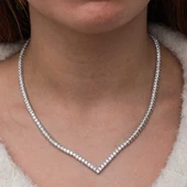 Gümüş V Model Su Yolu Kadın Kolye  SL10074 thumbnail 6