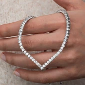 Gümüş V Model Su Yolu Kadın Kolye  SL10074 thumbnail 7