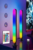 Masa üstü Kumandalı 2'li RGB LED Işık Bar Yatak Ve Dikey 4 Farklı Mod 16 Renk Ambiyans Lamba USB - 1