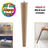Ahşap Ayak 35 Cm Masa Zigon Sehpa TV Ünitesi Puf Tabure Ayağı Ayakları Konik M8 Civatalı - 1