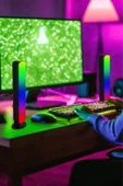 Masa üstü Kumandalı 2'li RGB LED Işık Bar Yatak Ve Dikey 4 Farklı Mod 16 Renk Ambiyans Lamba USB - 3