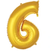Folyo Balon 76cm Rakam Altın "6" - 1
