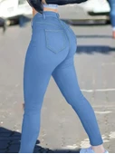 Lucky Life Kadın Yüksek Bel önden Düğmeli Dar Kesim Kot Pantolon - 9
