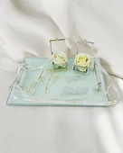 Reflection Gümüş Şeffaf Söz Tepsisi ve Damat Kahve Tepsisi krem - 1