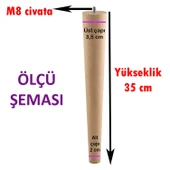 4 Adet Ahşap Ayak 35 Cm Masa Zigon Sehpa TV Ünitesi Puf Tabure Ayağı Ayakları Konik M8 Civatalı thumbnail 2