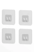 7x7 CM Süper Güçlü Yapışkanlı Banyo Askısı Yedek 4 Adet Sticker Raf Tutucu Askı - 3