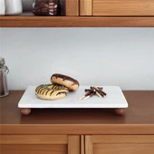 Akayev Mermer Beyaz 30x15 Cm Ahşap Boncuk Ayaklı Sunumluk - 3