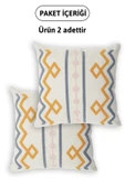 Geometrik Keten Punch Nakışlı 2'li Kırlent Kılıfı 42x42 - Turuncu thumbnail 5