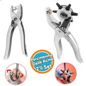 Perçin Perçinleme Kemer Deri Delme Pensesi Metal 2'li Set 6 Farklı Boyutta Delici Delik Açıcı - 1