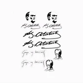 Atatürk İmza ve Silüet Sticker A4 Ebat - 1
