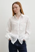 Transparan Çizgili Gömlek Beyaz thumbnail 2