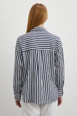 Multi Çizgili Cepli Gömlek Lacivert - 5