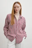 Multi Çizgili Cepli Gömlek Bordo - 1