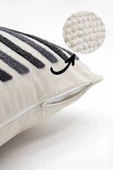 Ocean Keten Punch Nakışlı 2'li Kırlent Kılıfı 42x42 - Antrasit - 3