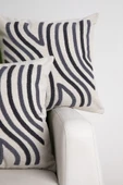 Ocean Keten Punch Nakışlı 2'li Kırlent Kılıfı 42x42 - Antrasit - 2