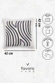 Ocean Keten Punch Nakışlı 2'li Kırlent Kılıfı 42x42 - Antrasit - 6