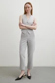 Önü Pensli Skinny Kumaş Pantolon Gri - 2
