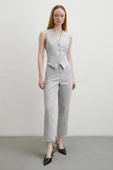 Önü Pensli Skinny Kumaş Pantolon Gri - 4
