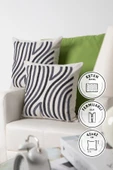 Ocean Keten Punch Nakışlı 2'li Kırlent Kılıfı 42x42 - Antrasit - 1
