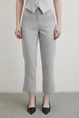 Önü Pensli Skinny Kumaş Pantolon Gri - 5