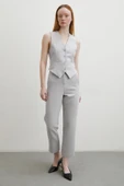 Önü Pensli Skinny Kumaş Pantolon Gri - 3