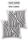 Ocean Keten Punch Nakışlı 2'li Kırlent Kılıfı 42x42 - Antrasit - 5