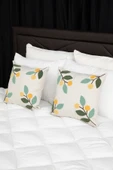 Olivya Keten Punch Nakışlı 2'li Kırlent Kılıfı 42x42 - Yeşil - 4