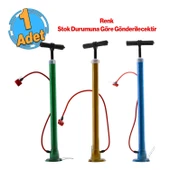 Klasik Bisiklet Pompası El Tipi Ayak Tutamaklı Standart Plastik Başlıklı ve Uçlu Metal Taban Borulu - 1