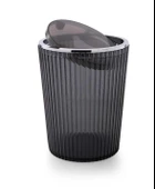 Primanova Nely Şeffaf Siyah Plastik Kapaklı Çöp Kovası - 2