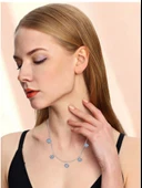 Nazar Gözlü Sallantılı Safir - Firuza Kadın Gümüş Kolye thumbnail 3