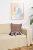 Mikrofiber Şönil Fitilli Minimalist Koltuk Örtüsü -175x300 cm Large, Çift Taraflı, Kaymaz, Terletmez Bej - 1