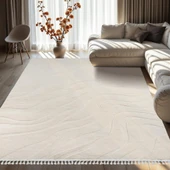 Dinarsu Alaçatı Püsküllü Kaymaz Taban Halı 150x230 Lorey Açık Bej - 2
