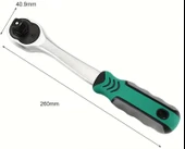 Krom Vanadyum Çelik 24 Dişli Kauçuk Saplı Cırcır Anahtarı 26 cm - 4
