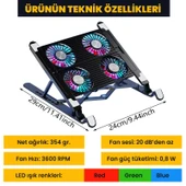UpWay UpWay 3600RPM 4 Turbo Fanlı 7 Kademe Yükseklik Ayarlı Led Işıklı Soğutuculu Katlanabilir Dizüstü Laptop Standı - 8
