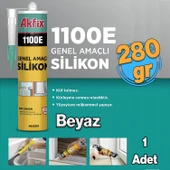 Beyaz Genel Amaçlı Silikon Yapıştırma Sızıntı Önleyici Dolgu Silikonu Akfix 1100E 280 gr 1 Adet - 1