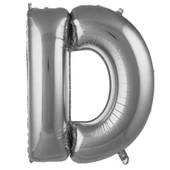 Folyo Balon 76cm Harf Gümüş "D" - 1