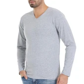 3 Adet Yıldız Erkek Likralı Uzun Kollu T-Shirt Fanila Gri 352 - 1